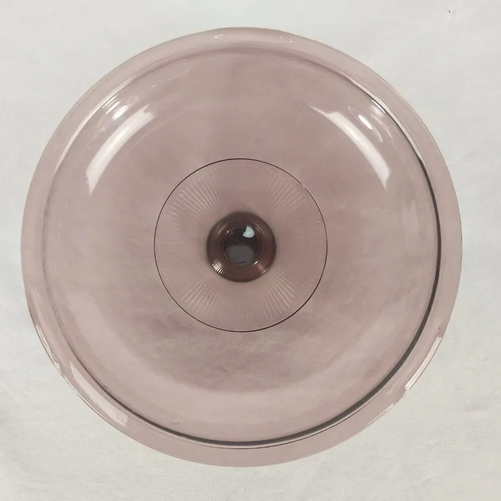 VTG Pyrex Cranberry Visions V33C glass round replacement lid 9-1/4